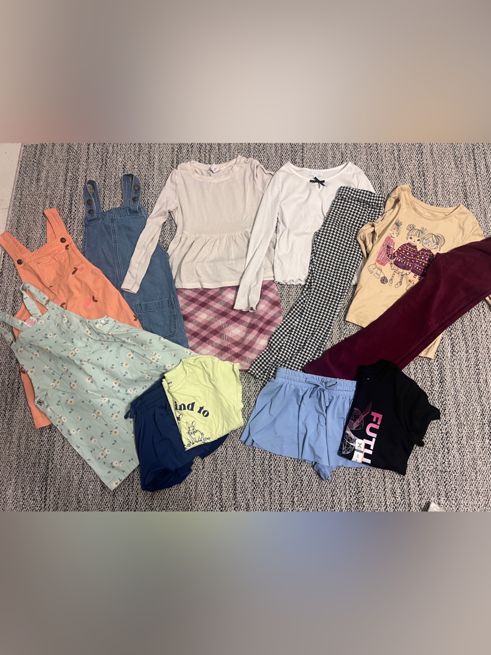 Girls 6 Fall School Clothing Lot Denim Jumpers Activewear Skorts Yoga Pants EUC